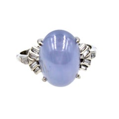 1960s Star Sapphire Diamond Platinum Ring
