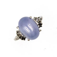 1960s Star Sapphire Diamond Platinum Ring