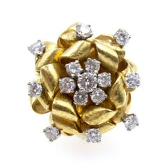 1970s Diamond Gold Ribbon Cocktail Ring