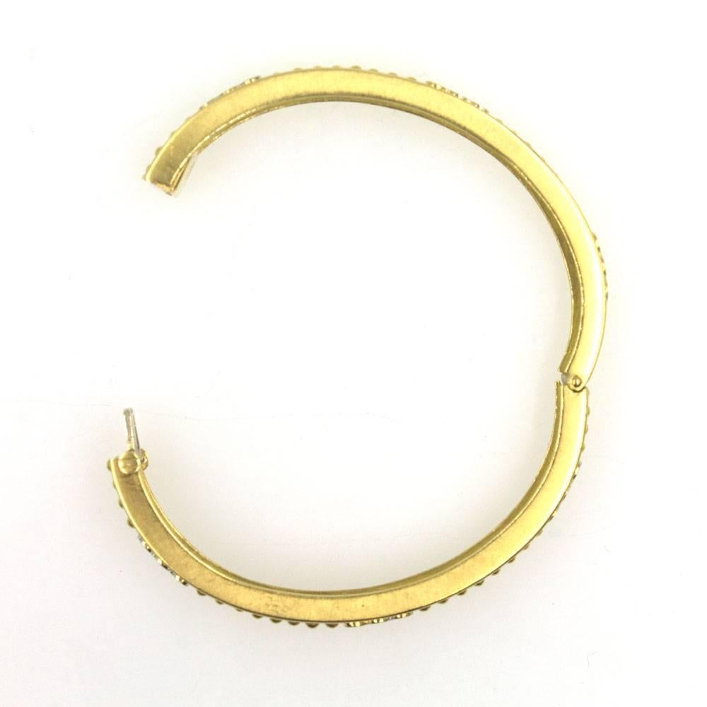 Diamond 18 Karat Yellow Gold Studded Bangle Bracelet In Excellent Condition In Boca Raton, FL