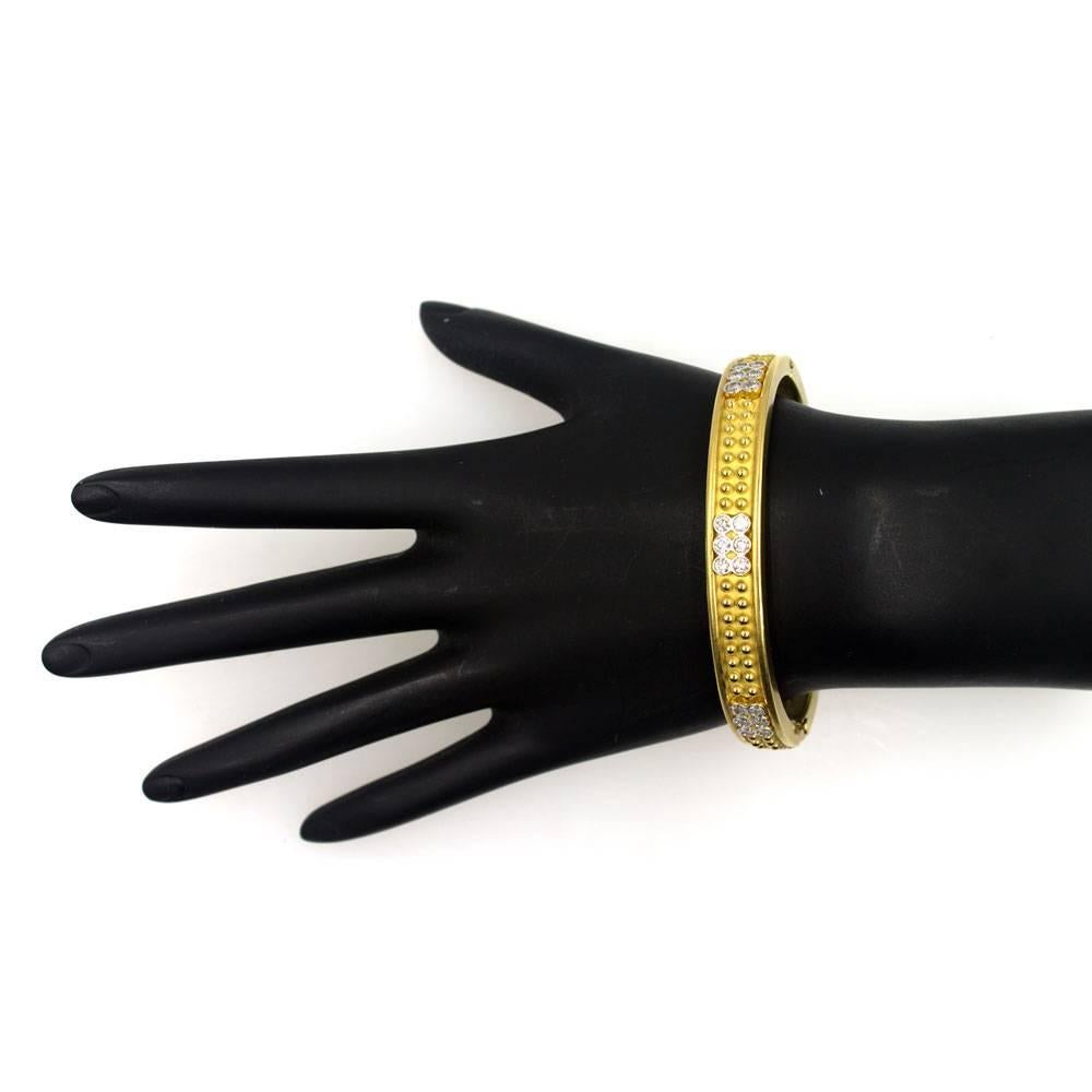 Diamond 18 Karat Yellow Gold Studded Bangle Bracelet 1