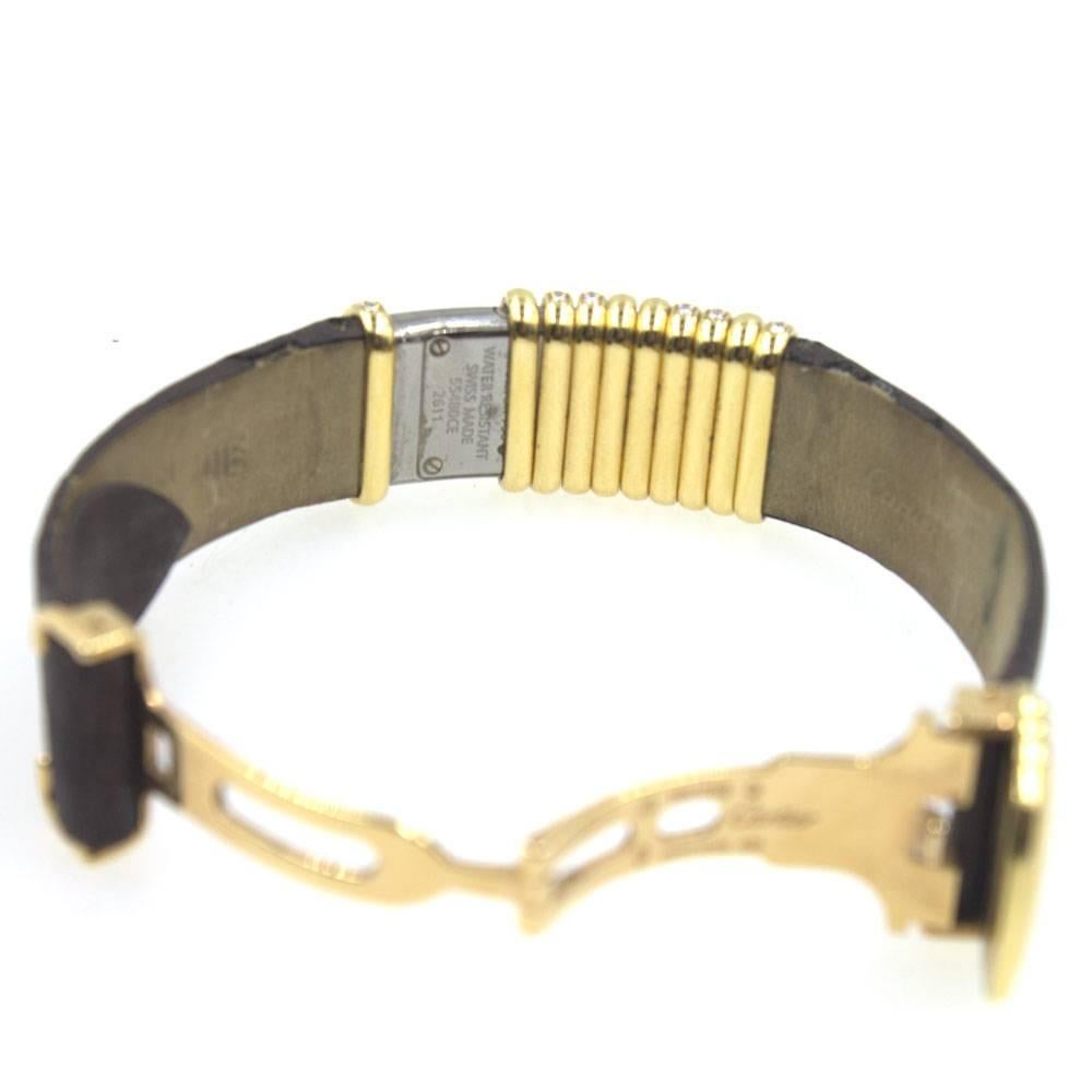Round Cut Cartier Yellow Gold Declaration Diamond Bracelet Wristwatch