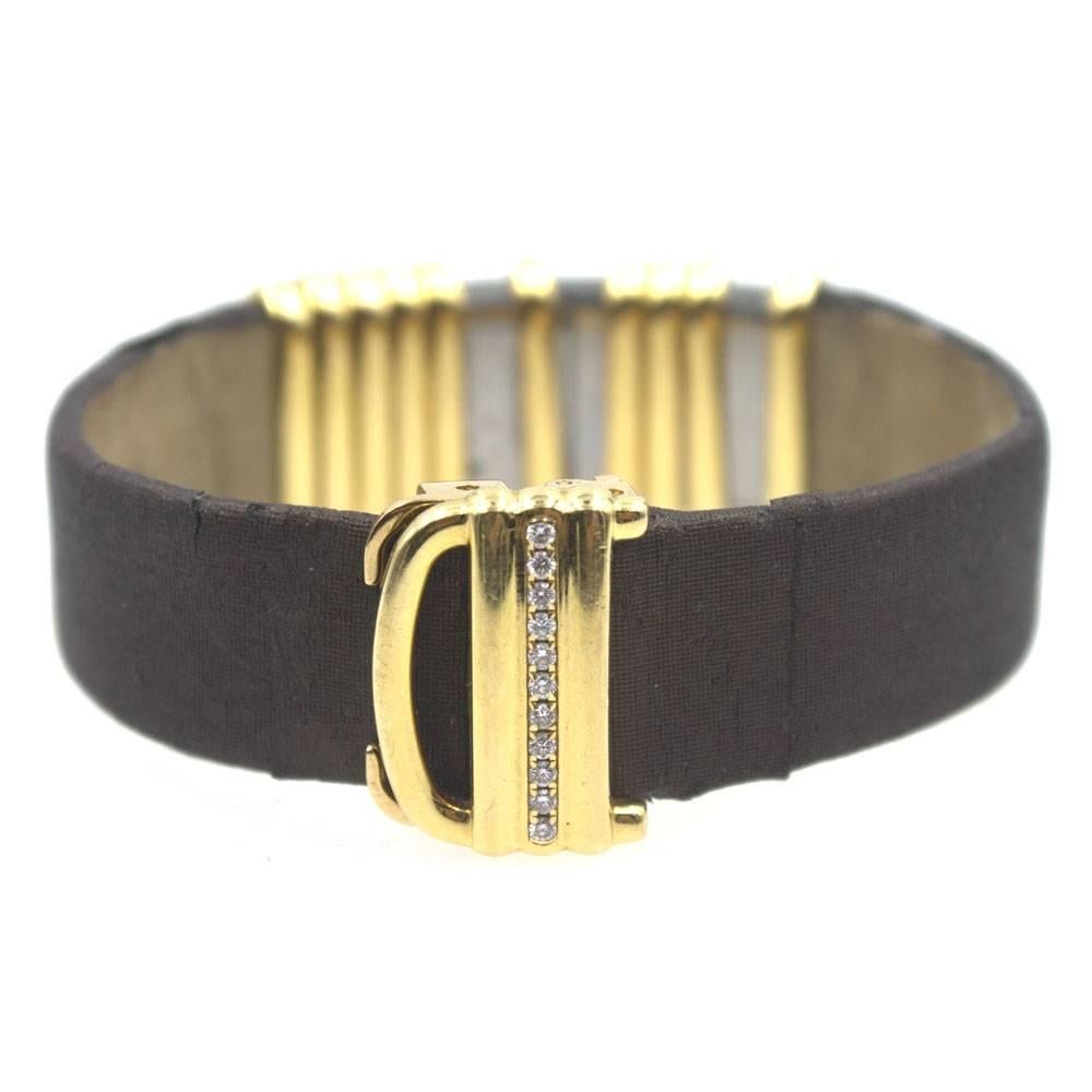 Cartier Yellow Gold Declaration Diamond Bracelet Wristwatch In Good Condition In Boca Raton, FL