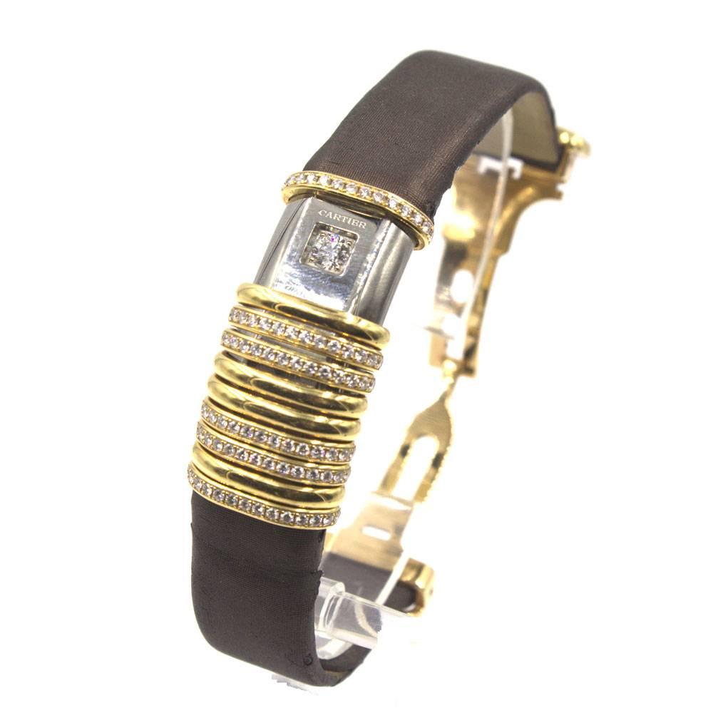 Women's Cartier Yellow Gold Declaration Diamond Bracelet Wristwatch