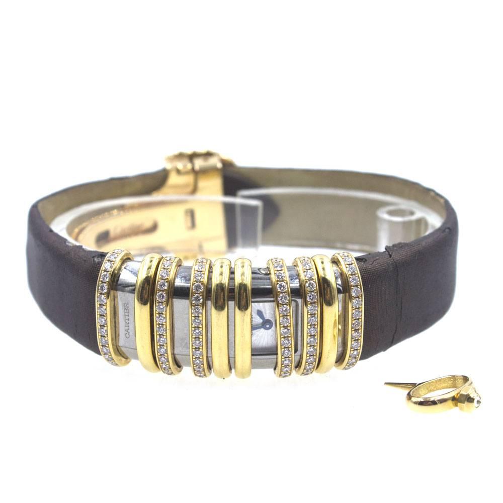 Cartier Yellow Gold Declaration Diamond Bracelet Wristwatch 1