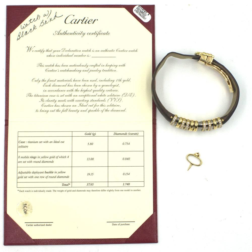 Cartier Yellow Gold Declaration Diamond Bracelet Wristwatch 2