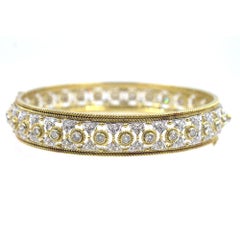 Diamond 18 Karat Two-Tone Gold Bangle Bracelet