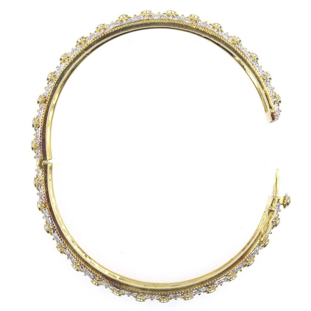 Women's Diamond 18 Karat Two-Tone Gold Bangle Bracelet