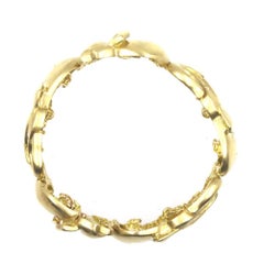Diamond 18 Karat Yellow Gold Wide Elephant Estate Bracelet