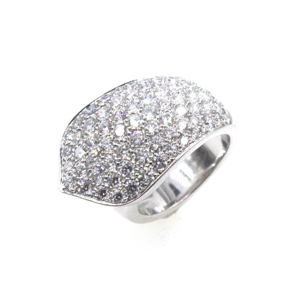 Cartier Pave Diamond 18 Karat White Gold Band Ring In Excellent Condition For Sale In Boca Raton, FL