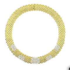 Italian Diamond 18 Karat Yellow Gold Panther Link Collar Necklace