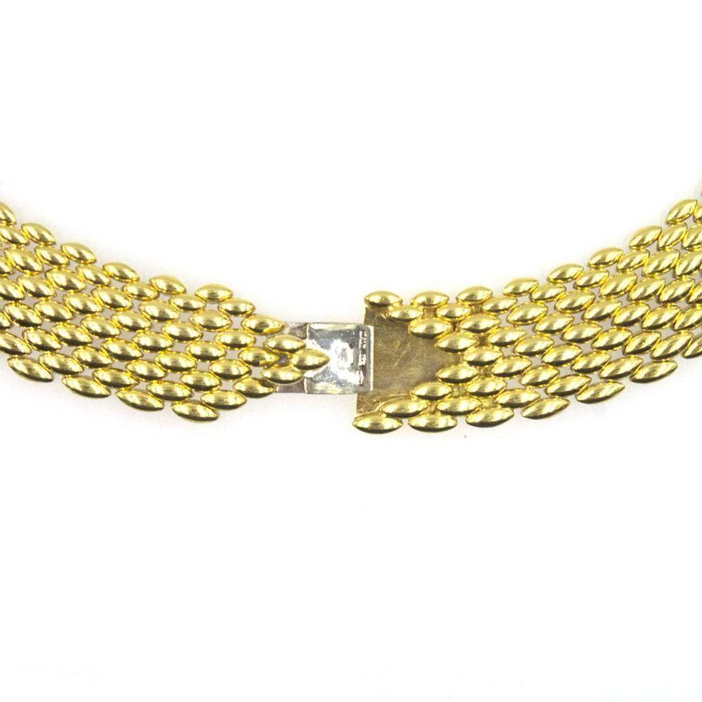 Italian Diamond 18 Karat Yellow Gold Panther Link Collar Necklace In Excellent Condition In Boca Raton, FL