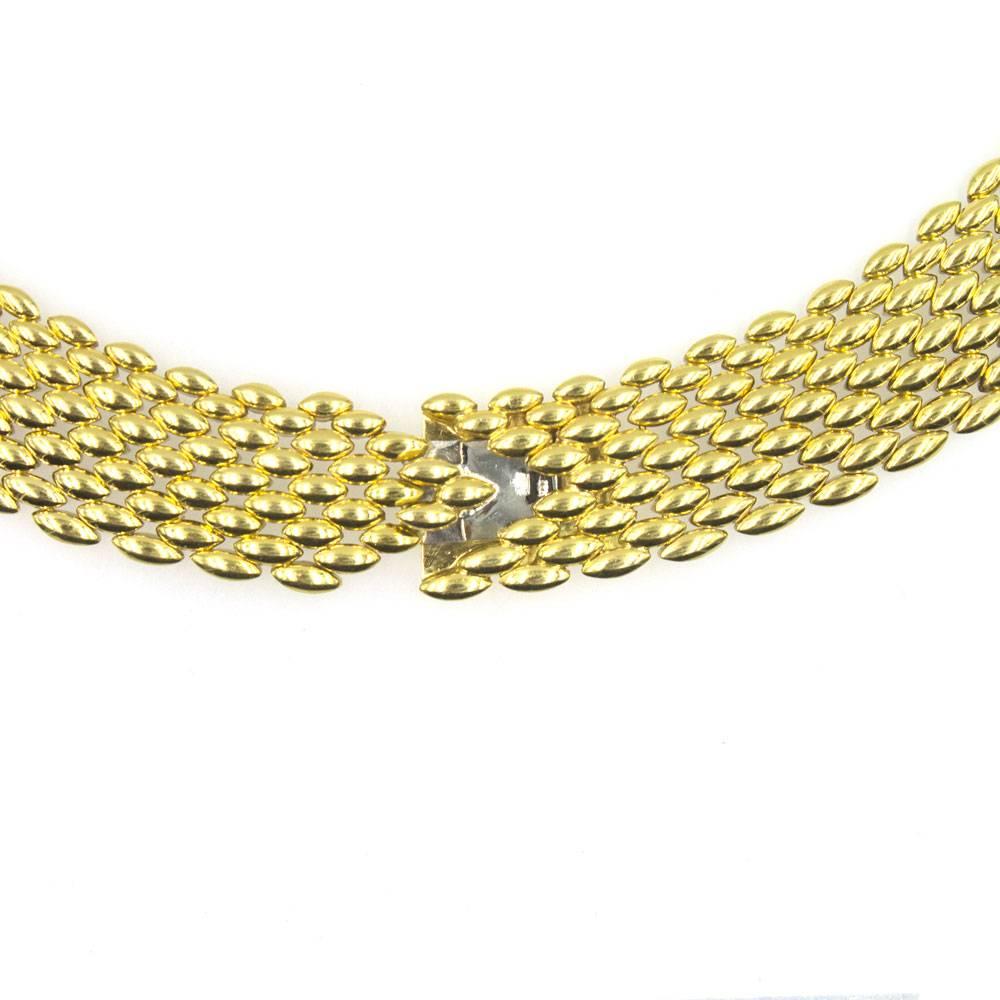 Women's Italian Diamond 18 Karat Yellow Gold Panther Link Collar Necklace
