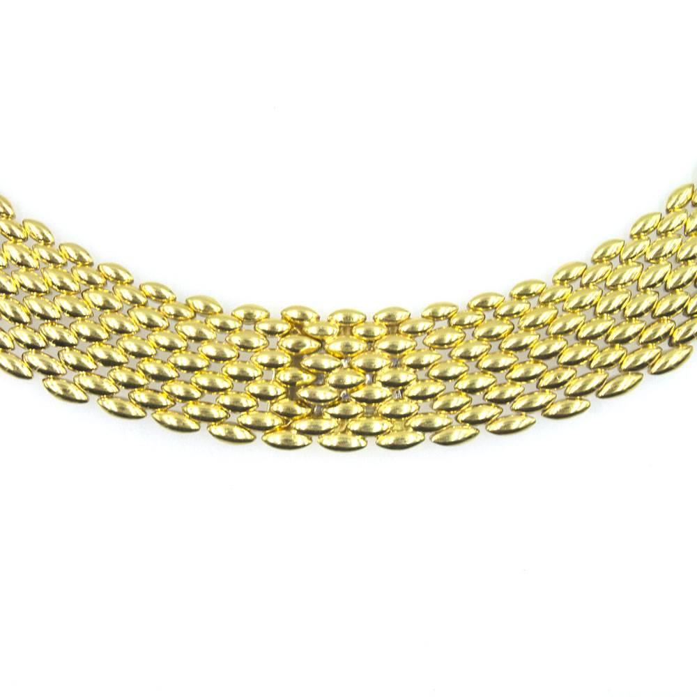 Italian Diamond 18 Karat Yellow Gold Panther Link Collar Necklace 1