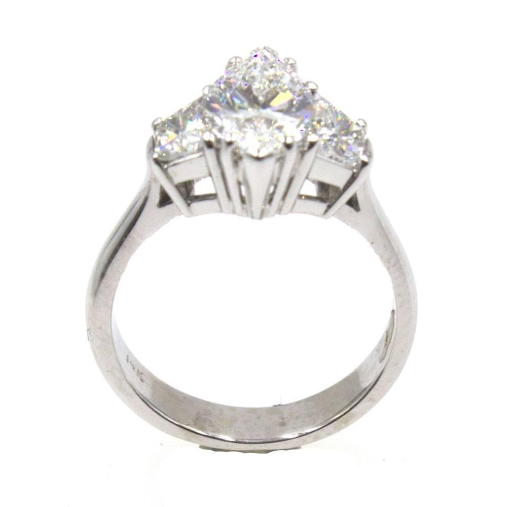 Modern 2.09 Carat Marquise Diamond Engagement Ring GIA Certified F SI2