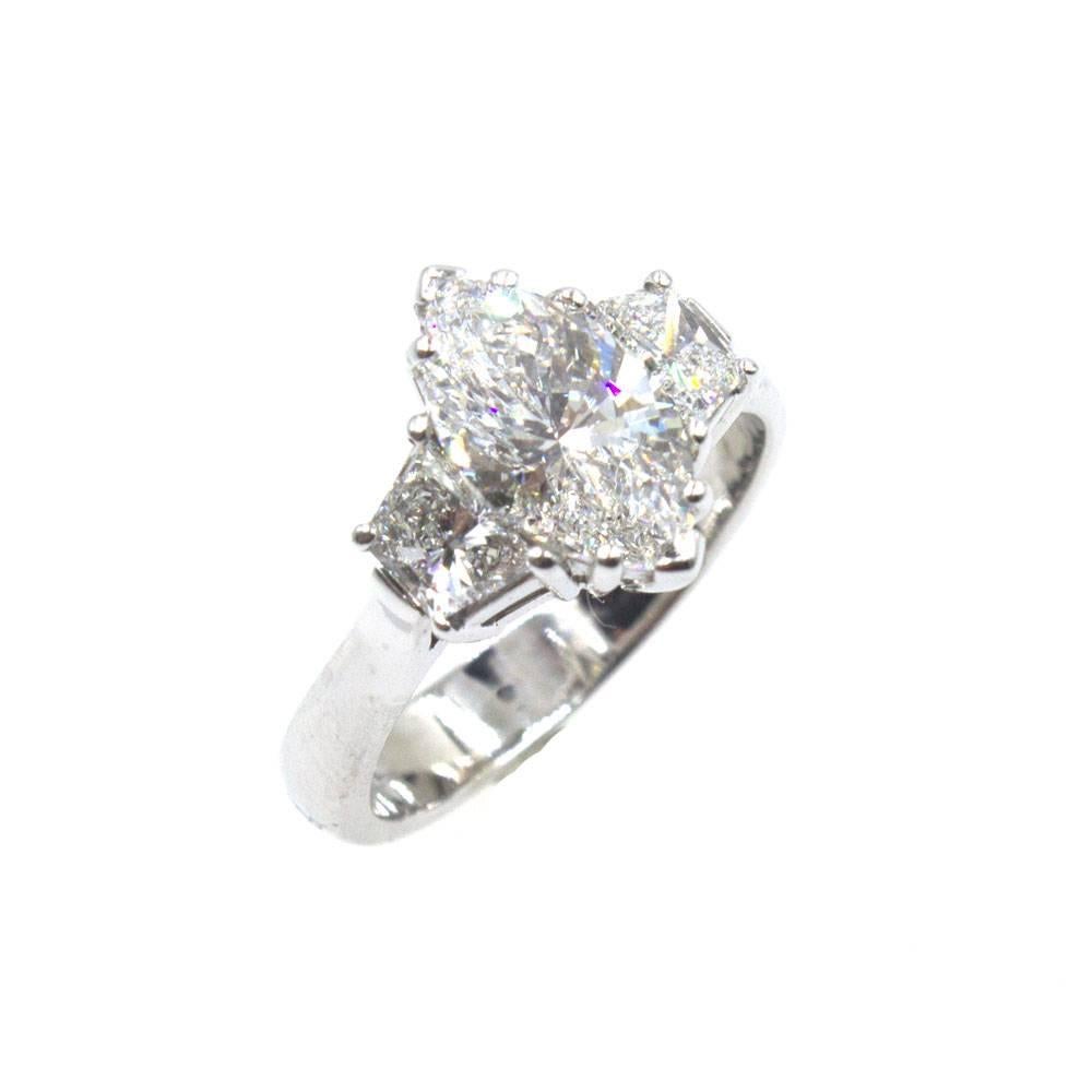 2.09 Carat Marquise Diamond Engagement Ring GIA Certified F SI2 In Excellent Condition In Boca Raton, FL