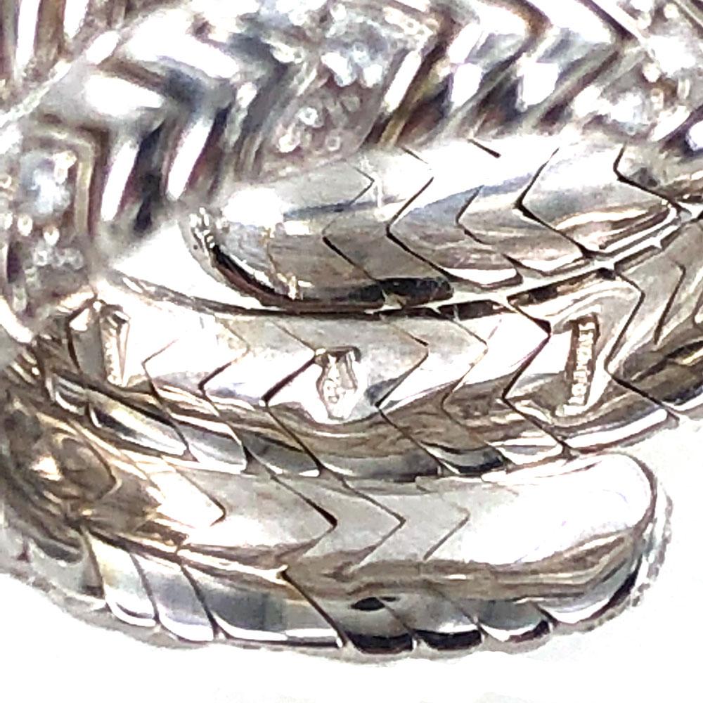 Bvlgari Diamond Snake Ring Spiga Collection 18 Karat White Gold Ring 1
