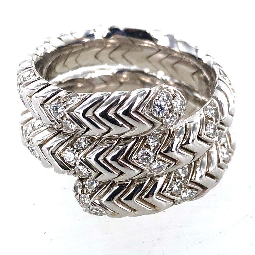 Bvlgari Diamond Snake Ring Spiga Collection 18 Karat White Gold Ring 3