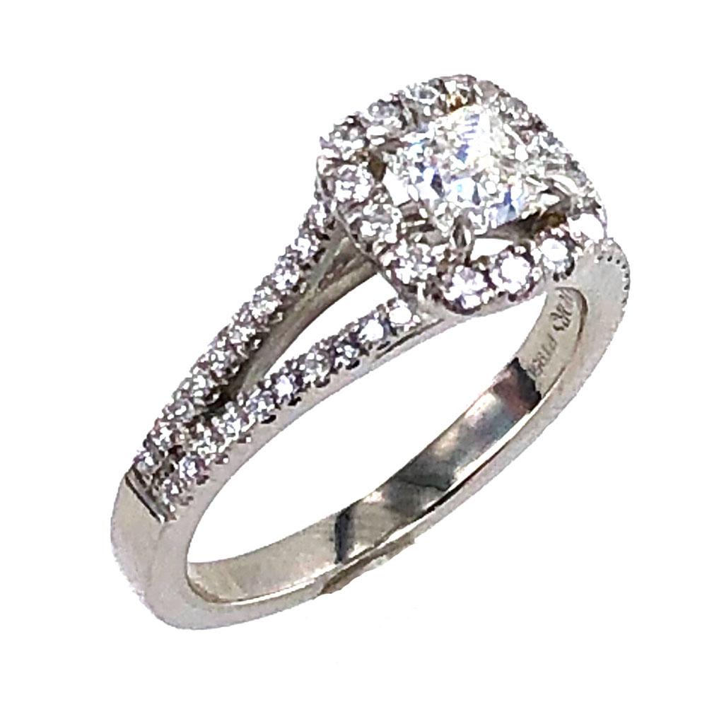  Princess Cut Diamond Platinum Halo Engagement Ring GIA Certified