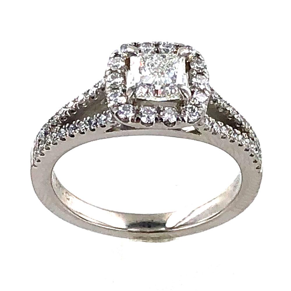 Modern  Princess Cut Diamond Platinum Halo Engagement Ring GIA Certified