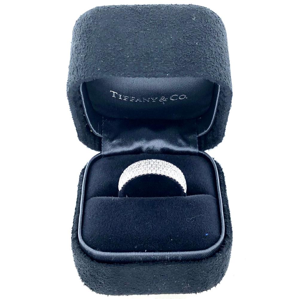 Round Cut Tiffany & Co. Metro Diamond 5-Row 18 Karat White Gold Band Ring