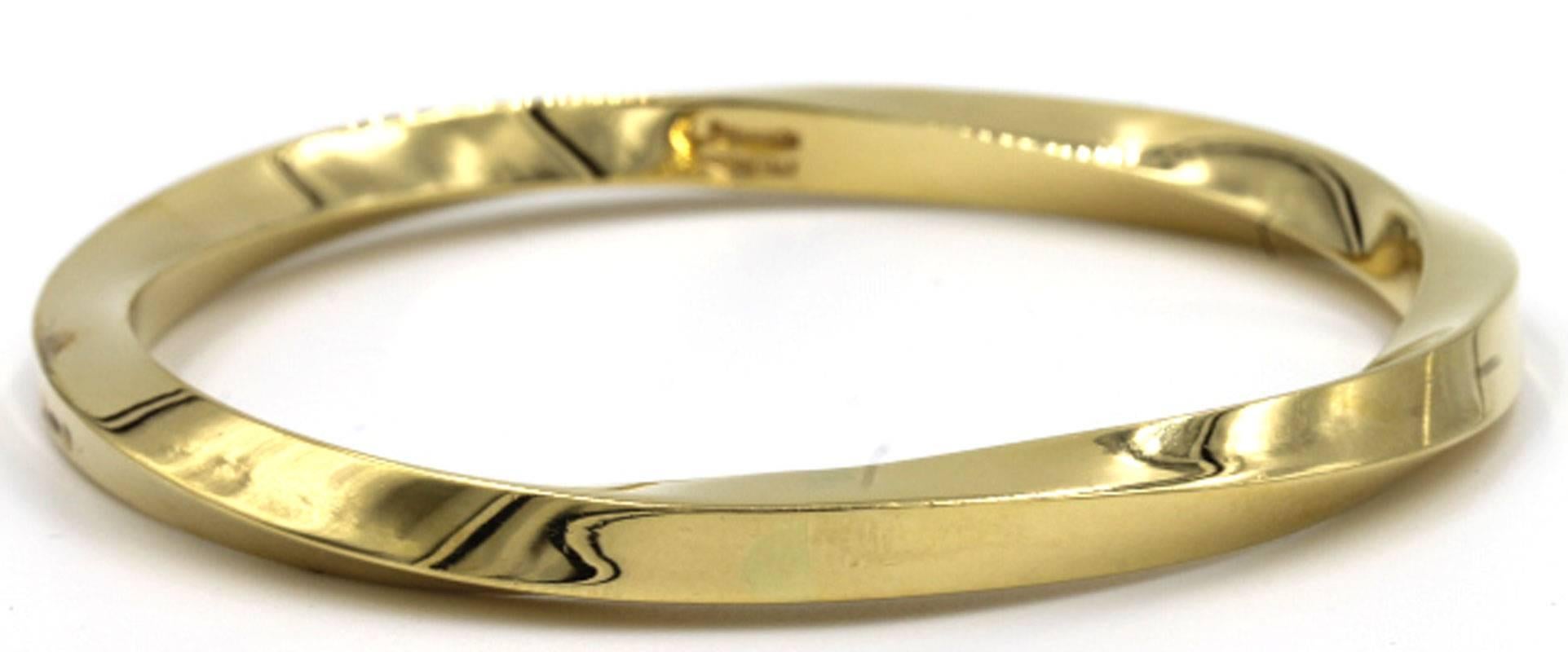 Tiffany & Co. Gold Classic Twist Bangle Bracelet In Excellent Condition In Boca Raton, FL