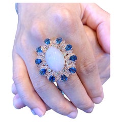 Bochic “Capri” Cocktail Ring, Opal, London Blue Topaz, Silver and 22k Pink Gold
