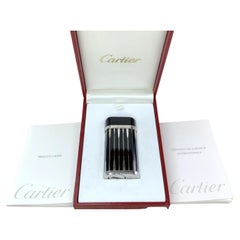 “Le Must de Cartier” Very Rare Backgammon Black & Silver Lighter With Case
