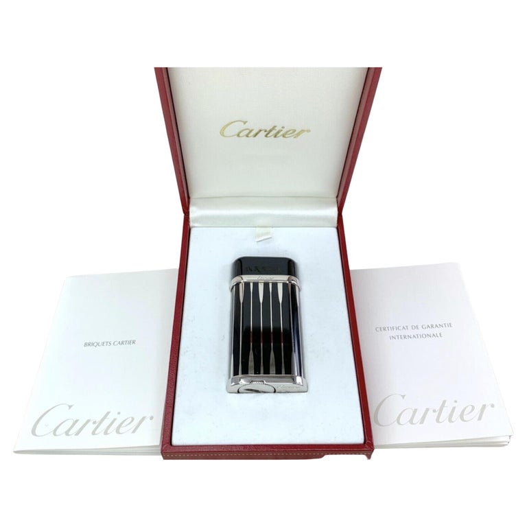 Le Must de Cartier" Très Rare Briquet Backgammon Noir and Argent avec Etui  sur 1stDibs