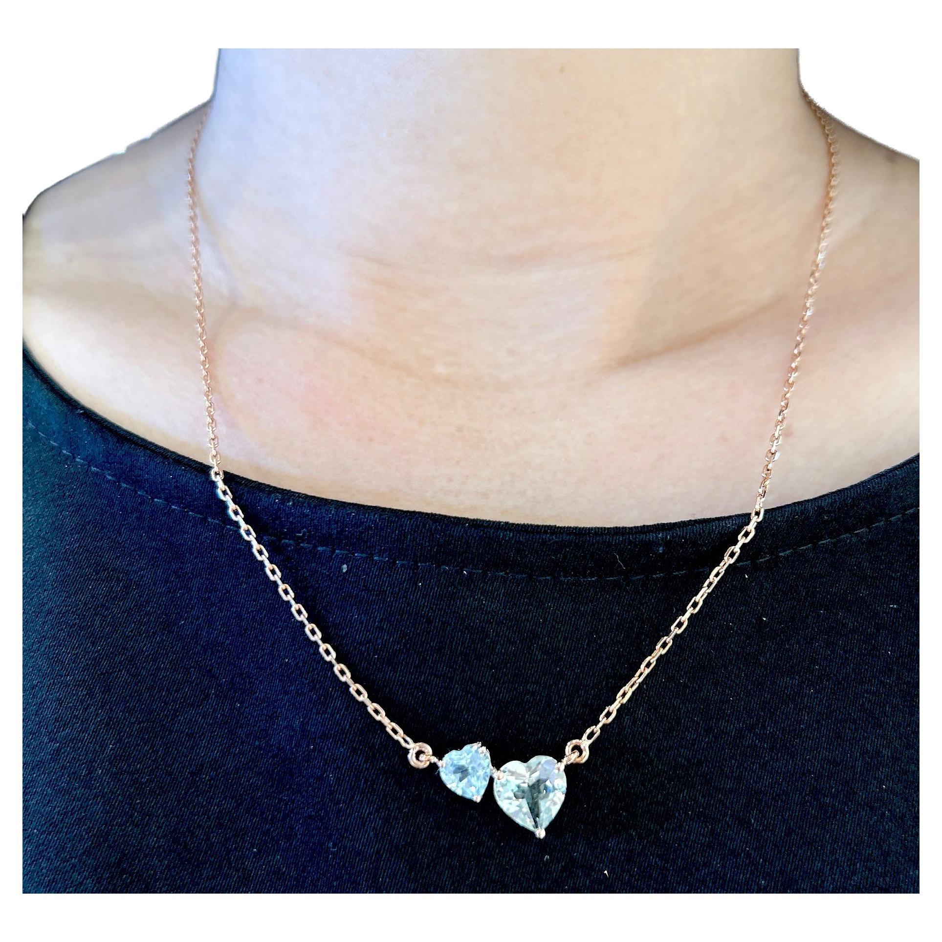 Collar Bochic "Capri" de topacio con doble forma de corazón en oro de 18 quilates y plata