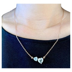 Bochic Capri Topas Doppelherzförmige Halskette in Herzform aus 18 Karat Gold und Silber