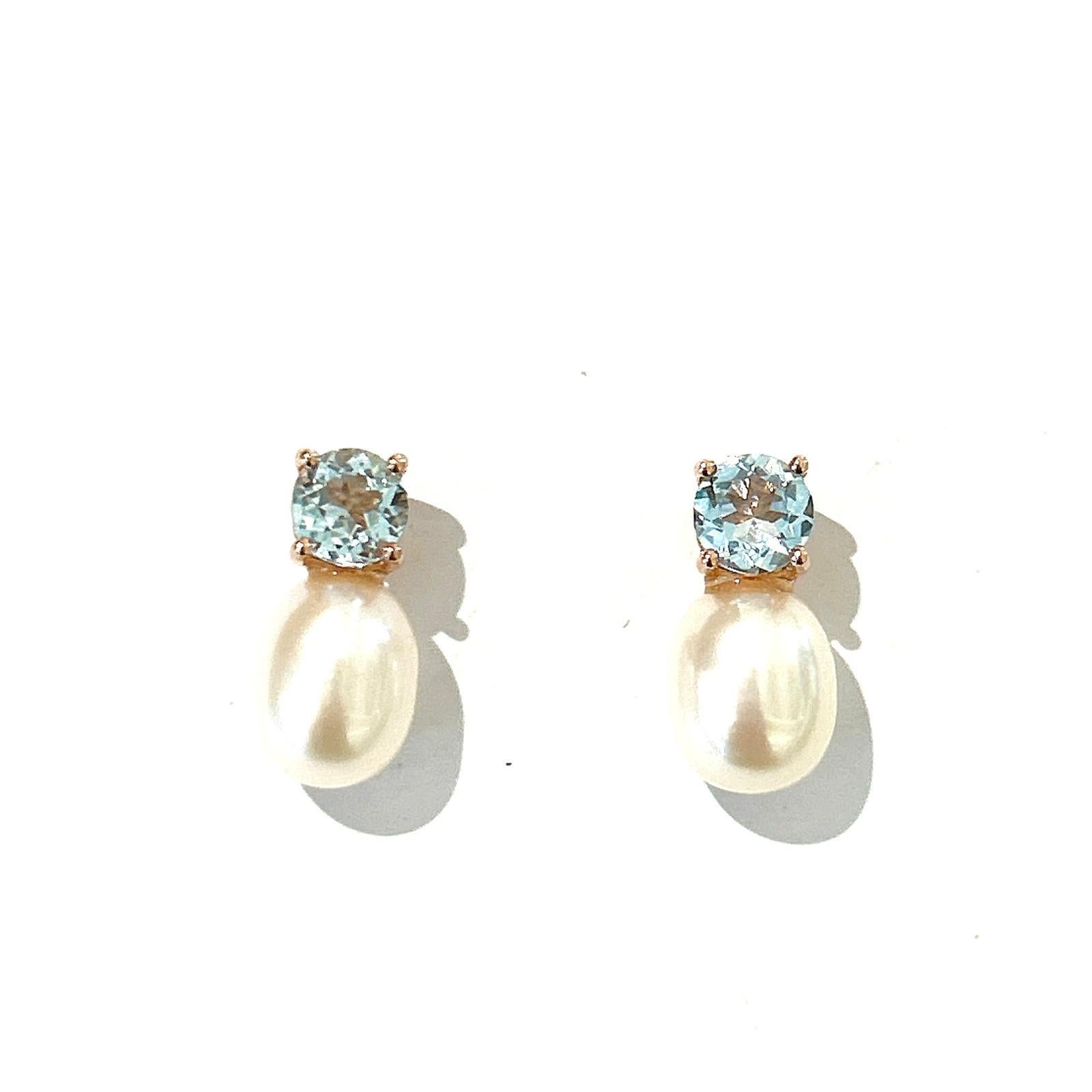 Boucles d'oreilles Bochic Orient en or et argent 18 carats, topaze bleue et poire des mers du Sud Neuf - En vente à New York, NY