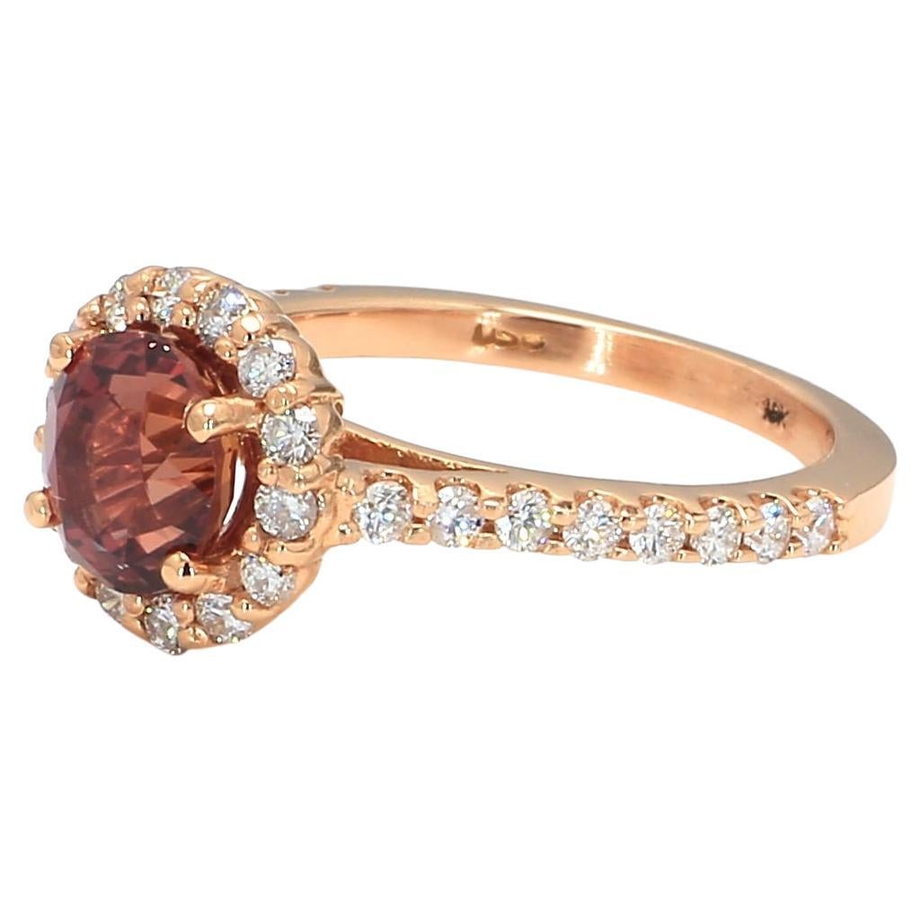Bochic Bague Vintage en or jaune 18 carats avec saphir rouge et diamant en vente