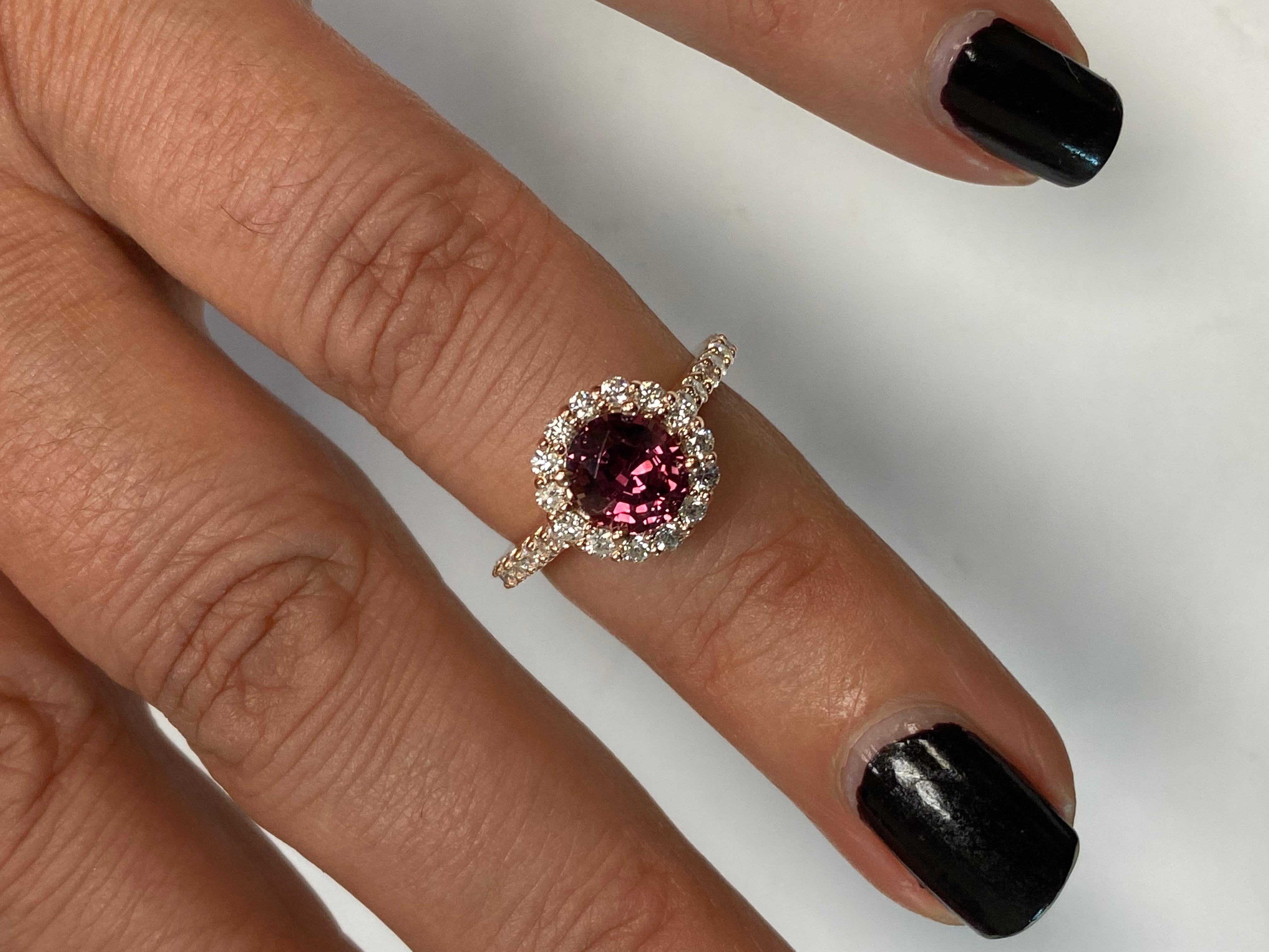 Bochic Bague Vintage en or jaune 18 carats avec saphir rouge et diamant Unisexe en vente