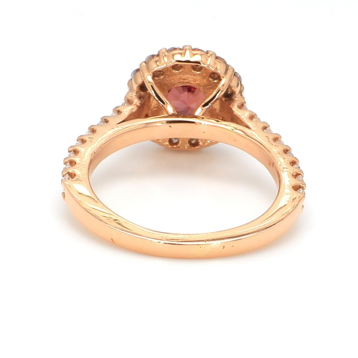 Bochic Bague Vintage en or jaune 18 carats avec saphir rouge et diamant en vente 1