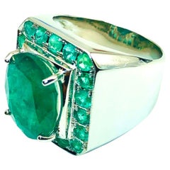 Bochic "Capri" Vintage natürlichen Smaragd Ring Set in 18K Weißgold & Silber