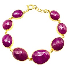 Bochic "Rough Cut" Natural Red African Rubies Set In 18K Gold & Silver