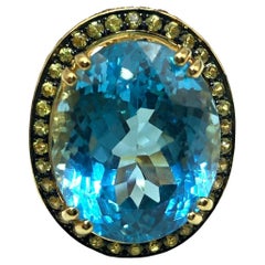 Anillo Bochic "Orient" Vintage Multi Citrino y Topacio Azul 18K y Plata
