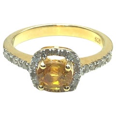 Bochic "Capri" Vintage Yellow Sapphire & Diamond Ring Set 18K Gold & Silver