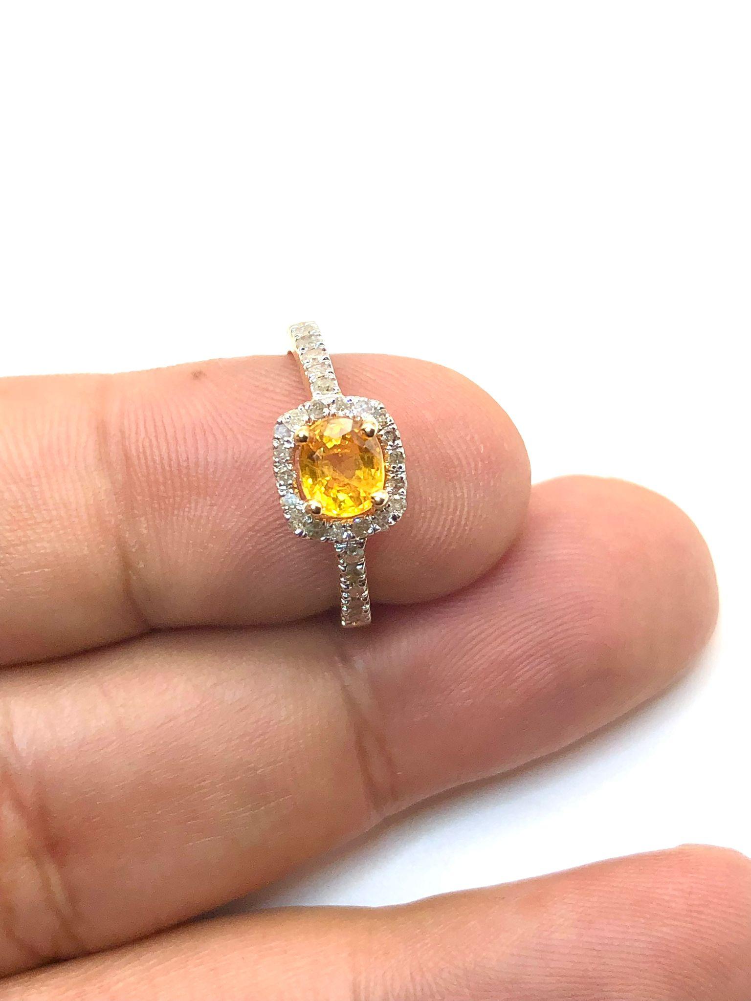 da uomo o donna Anello vintage con zaffiro giallo e diamanti 