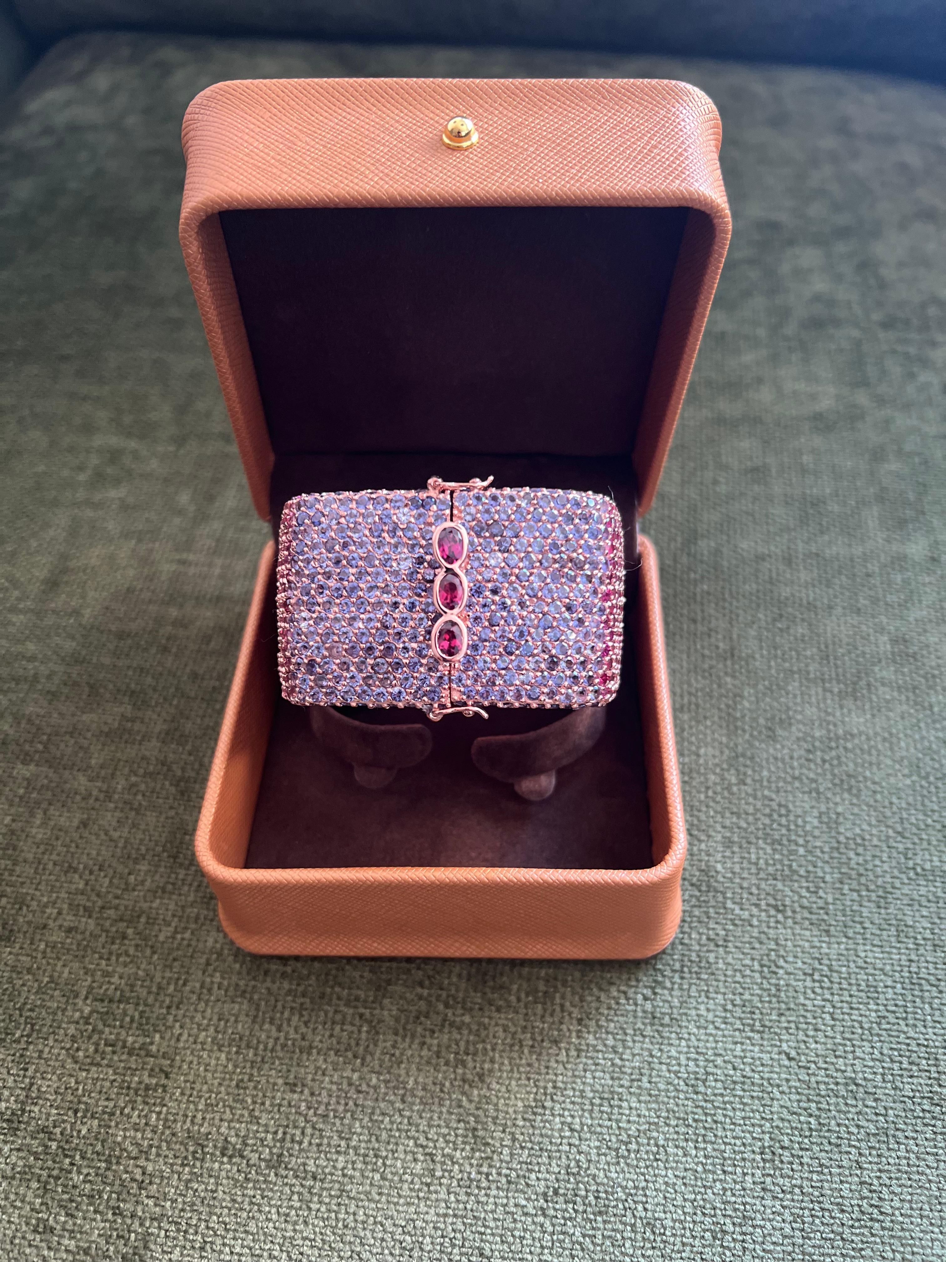 Bochic “Capri” Vintage Multi Ruby & Gem Bangle Set In 18K Gold & Silver For Sale 2