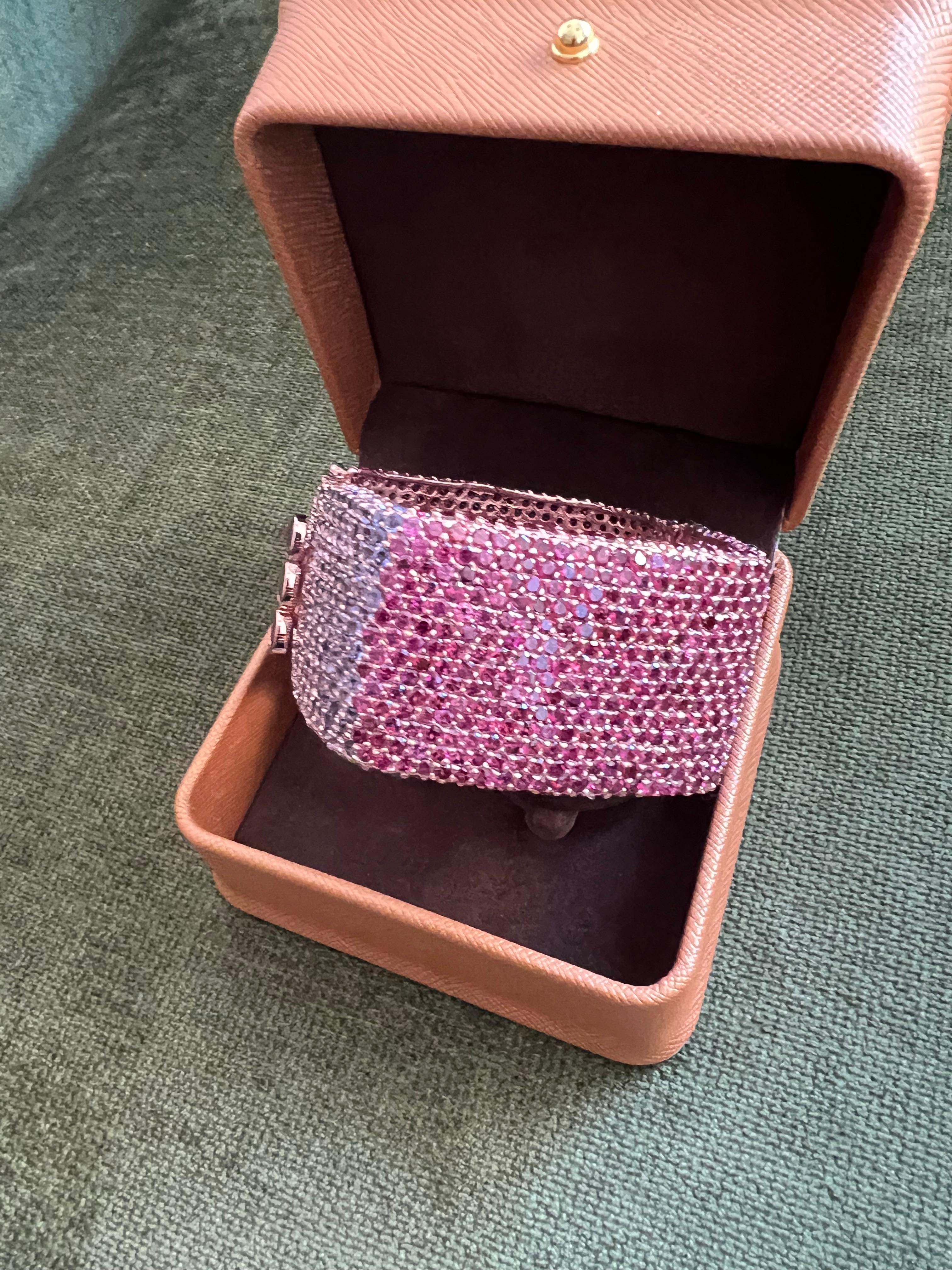 Bochic “Capri” Vintage Multi Ruby & Gem Bangle Set In 18K Gold & Silver For Sale 4