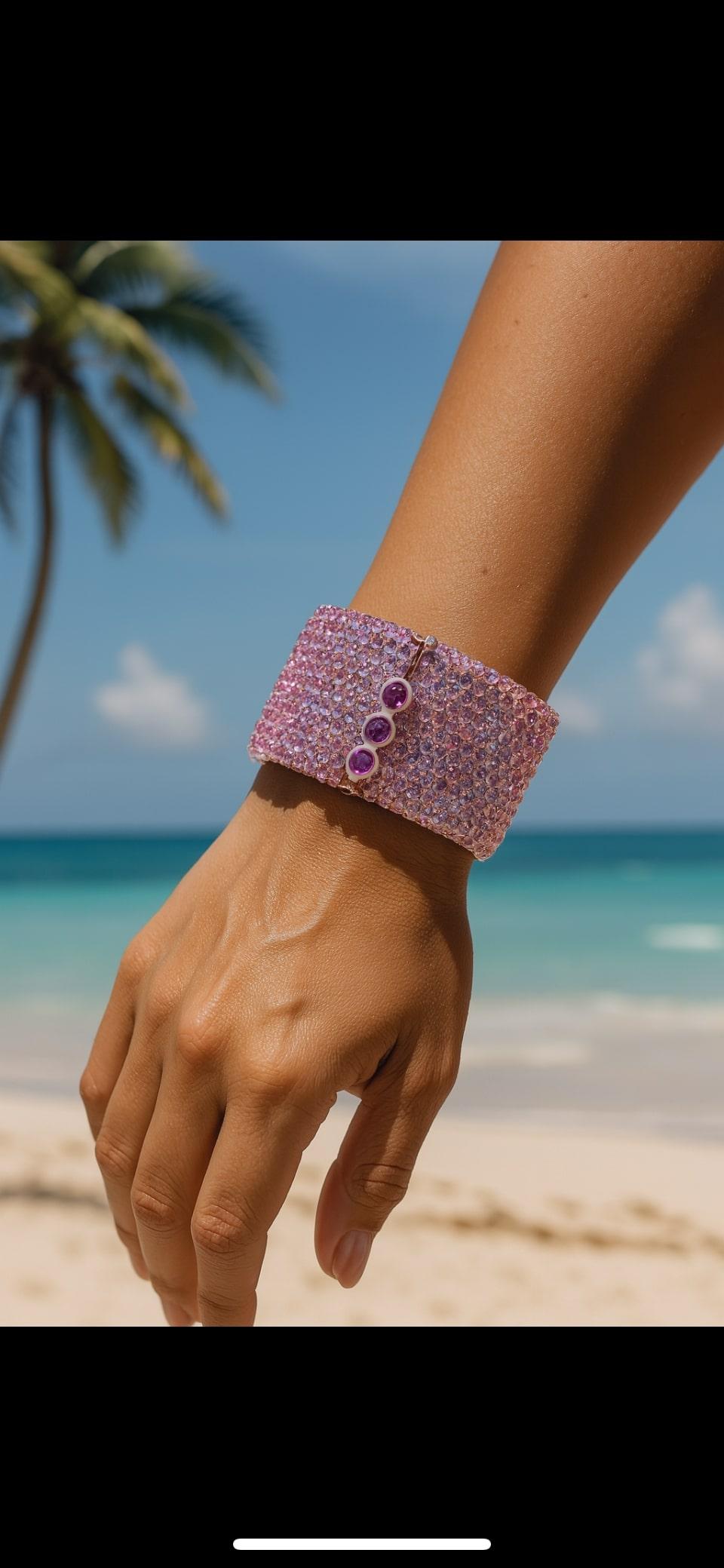 Bochic “Capri” Vintage Multi Ruby & Gem Bangle Set In 18K Gold & Silver For Sale 8