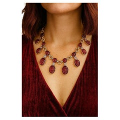 Bochic “Capri” Vintage Diamond, Ruby, Sapphire & Amethyst Necklace in 18K Gold &