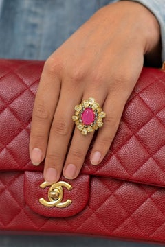 Anillo de cóctel Bochic "Orient" Vintage Rubí y multigema de fantasía Oro y plata de 18 quilates