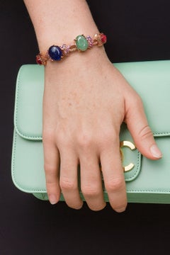 Bochic "Capri" Bracelet Vintage Rubis et Saphir Multi Couleur Or et Argent 18K