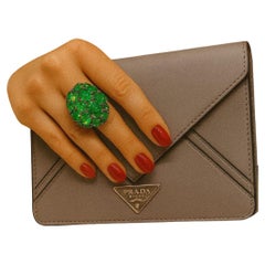 Anillo retro de esmeralda natural vintage "Capri" de Bochic, engastado en oro de 18 quilates y plata