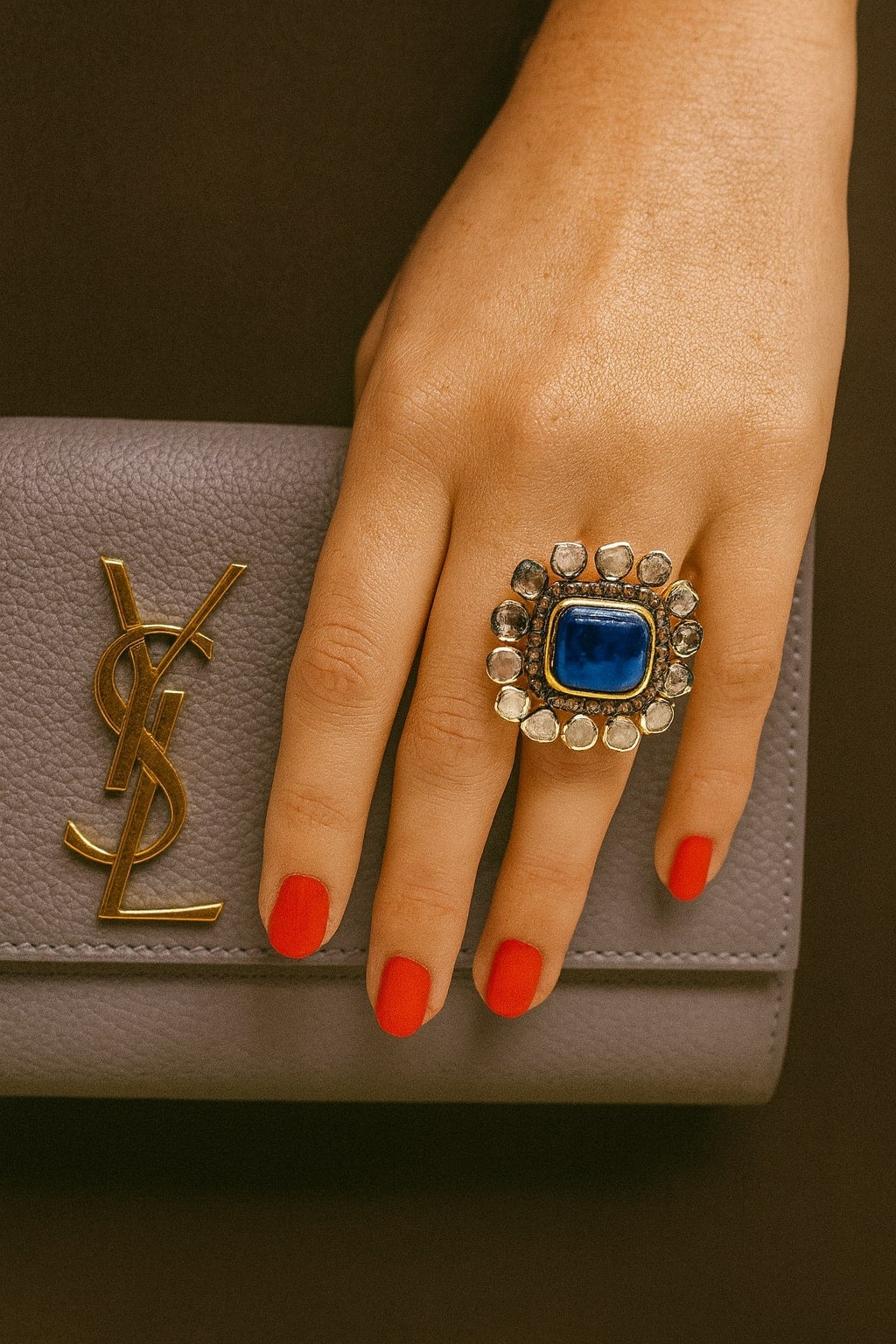 Bochic “Orient” Vintage Rose Cut Diamond 
Tanzanite Ring Set 18K Gold 
Silver For Sale