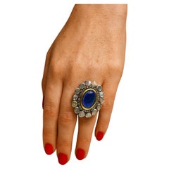 Bochic “Orient” Vintage Rose Cut Diamond 
Tanzanite Ring Set 18K Gold 
Silver