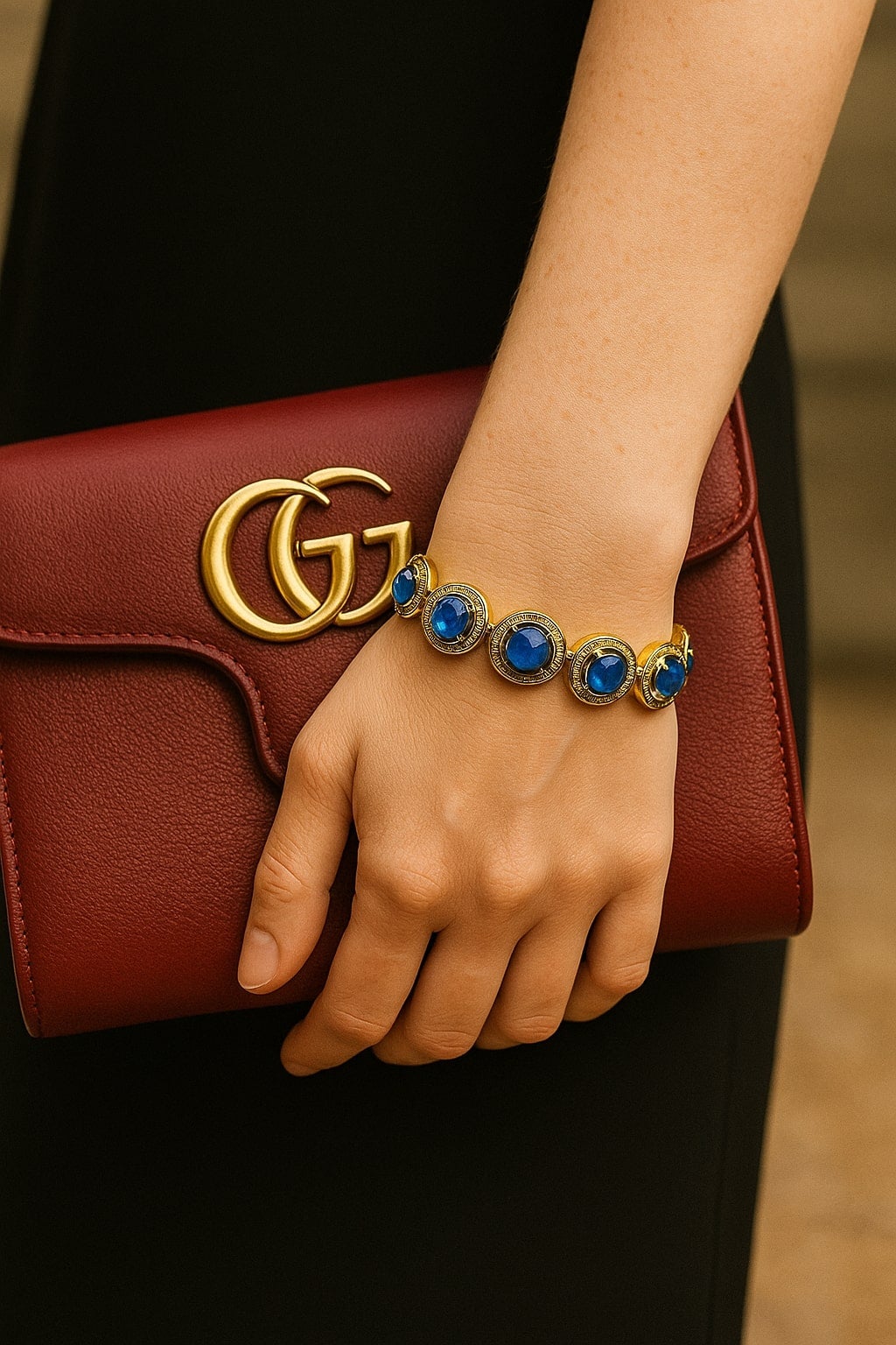 Bochic "Capri" Bracciale vintage con tanzanite naturale e diamanti in argento e 18 carati